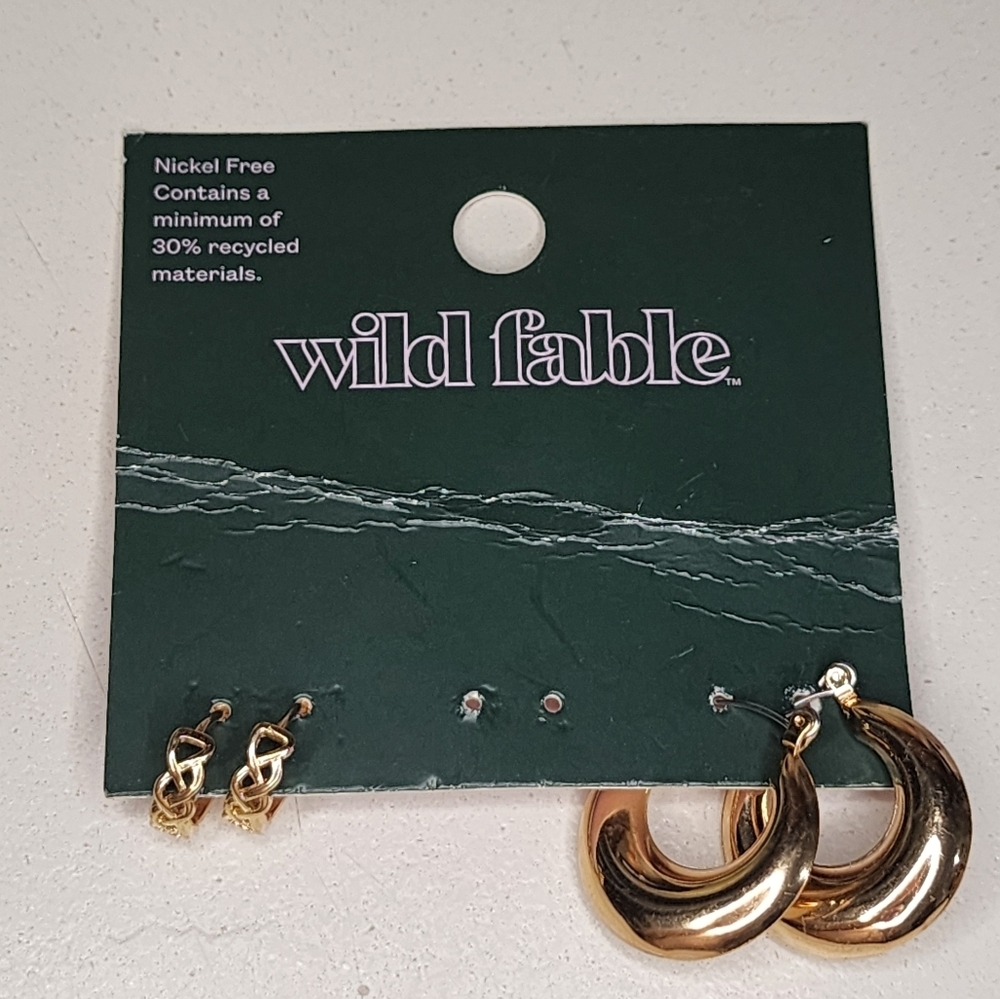 WILD FABLE gold hoop earrings, set of 2